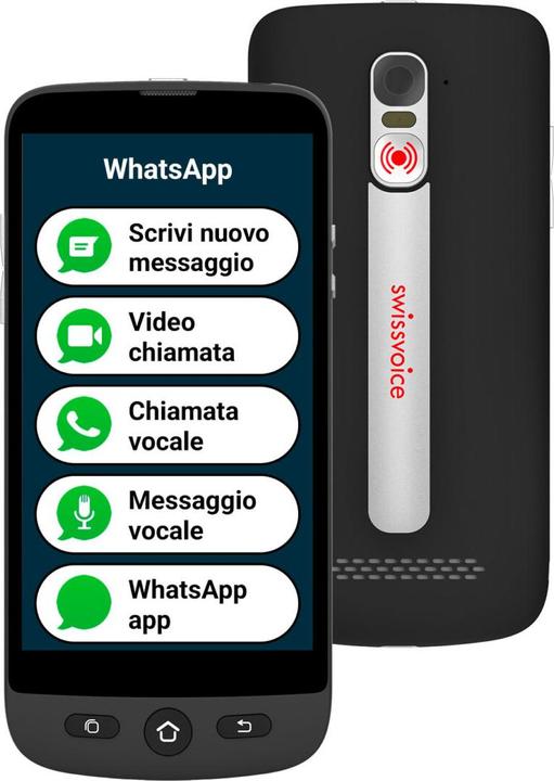 Actual product image Swissvoice S510M Senior smartphone Simlockvrij - 4G+ - SOS knop - Android 12 - Whasapp (16 GB, Charcoal, 5", Dual SIM, 8 Mpx, 4G)