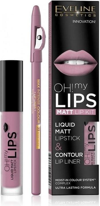 Eveline Oh My Lips lipstick 4.5 ml + pencil 03 Rose Nude (03 Rose Nude)