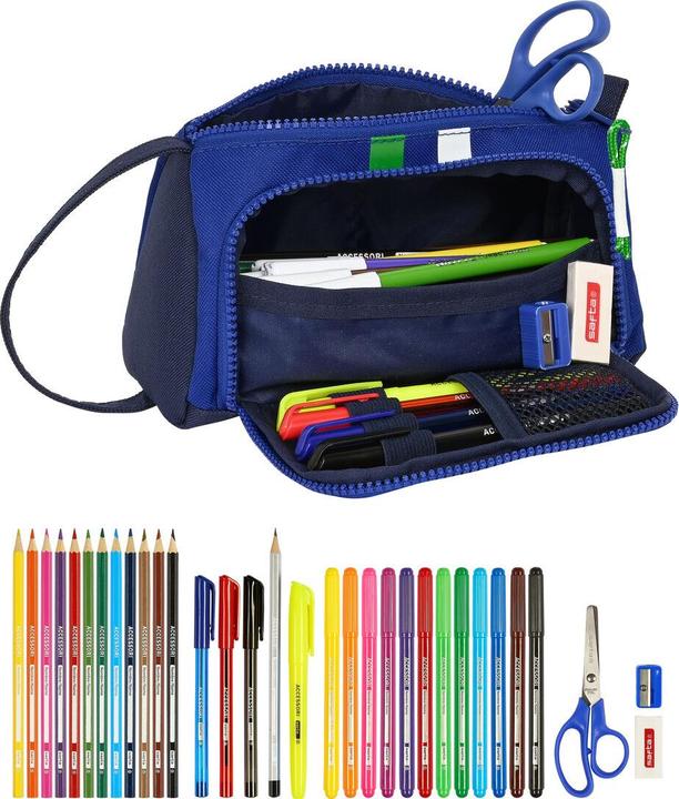 Actual product image Real Betis Balompié Pencil case with accessories Blue (32 pieces)