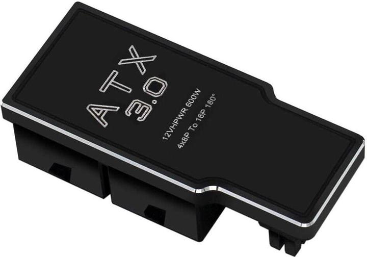 Actual product image Phobya ZK 12VHPWR Adapter 180 degrees 16Pin to 4x8Pin - Black Left