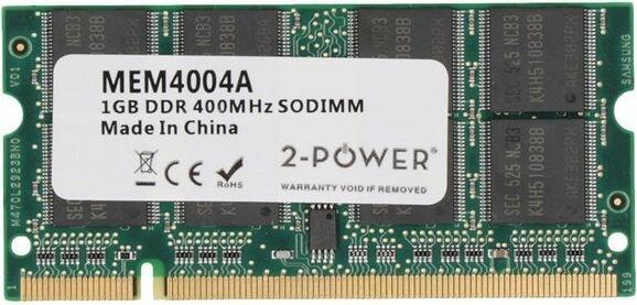 Produktbild 2-Power 1GB PC3200 400MHz SODIMM (1 x 1GB, 400 MHz, DDR-RAM, SO-DIMM)