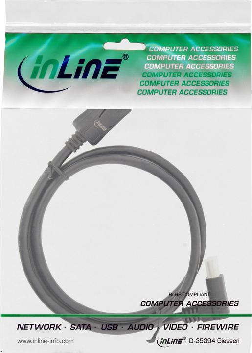 Actual product image InLine ® DisplayPort 1.4 cable, 8K4K, angled upwards, black/gold, 1m (1 m, DisplayPort)