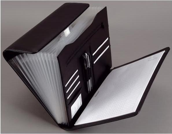 Actual product image Folder ""VADO"", DIN A4, imitation leather, black 12 compartments, zip, 4 business cards (A4, 1 x)