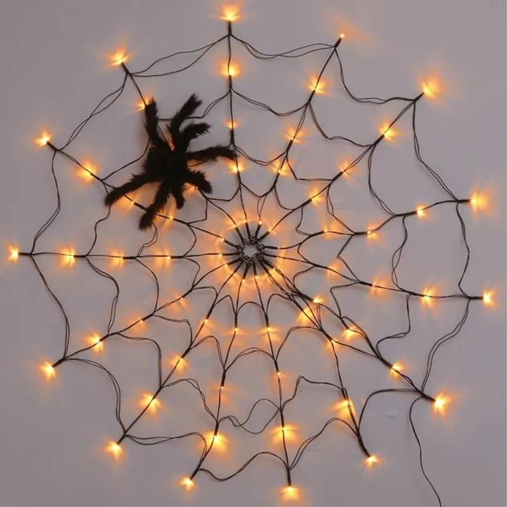 Image du produit Cover-Discount Guirlande lumineuse toile d'araignée LED avec araignée (1 m)