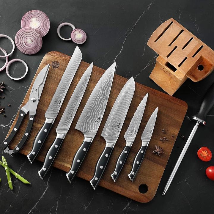 Actual product image Nanfang Brothers Damascus knife set