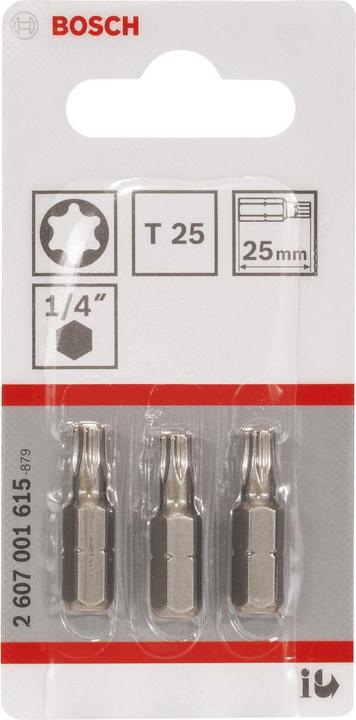 Produktbild Bosch Professional Zubehör Schrauberbit Extra-Hart T25, 25 mm, 3er-Pack (T 25)
