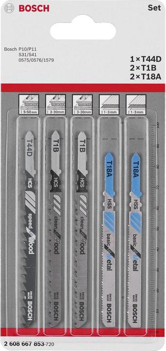 Bosch Professional Zubehör Set decoupeerzaagbladen. 5-delig. Dubbele nokkenschacht