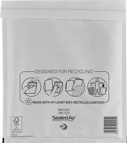 Image du produit Sealed Air Pochettes d'expédition à bulles d'air E/2 sans fenêtre Blanc (100 x)