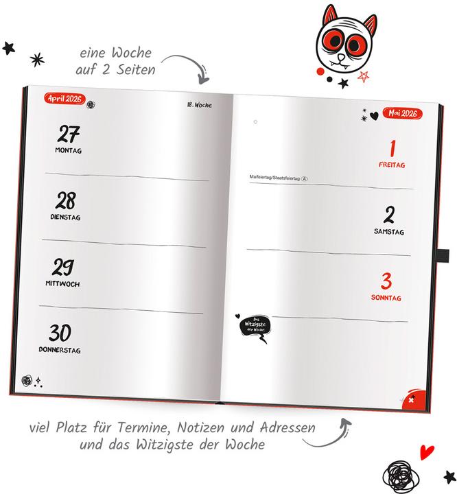 Produktbild Trtsch Buchkalender Der etwas andere Jahresplaner Schwarzer Humor 2026 (10 x 16 cm, Deutsch)