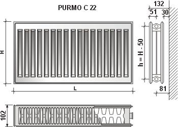 Produktbild Purmo Radiator Compact C 22, 500-800, side connection (1176 W)