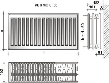 Produktbild Purmo Radiator Compact C 33, 600-1000, side connection
