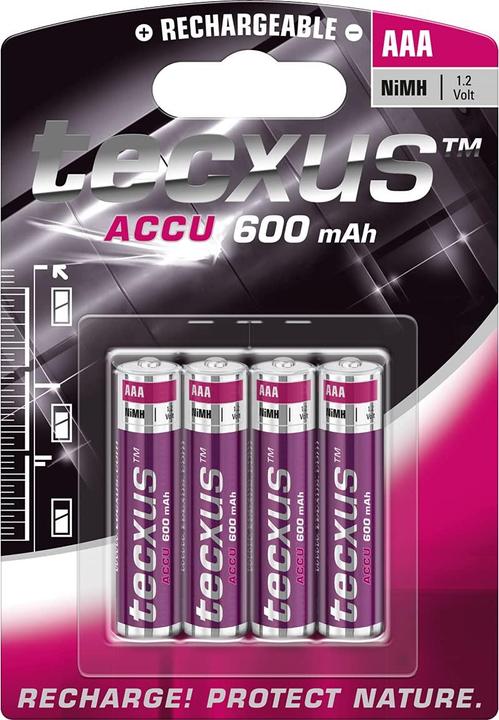 Actual product image Tecxus AAA (Micro)/HR03 - 600 mAh - Nickel metal hydride battery (NiMH), 1.2 V (4 pcs., AAA, 600 mAh)