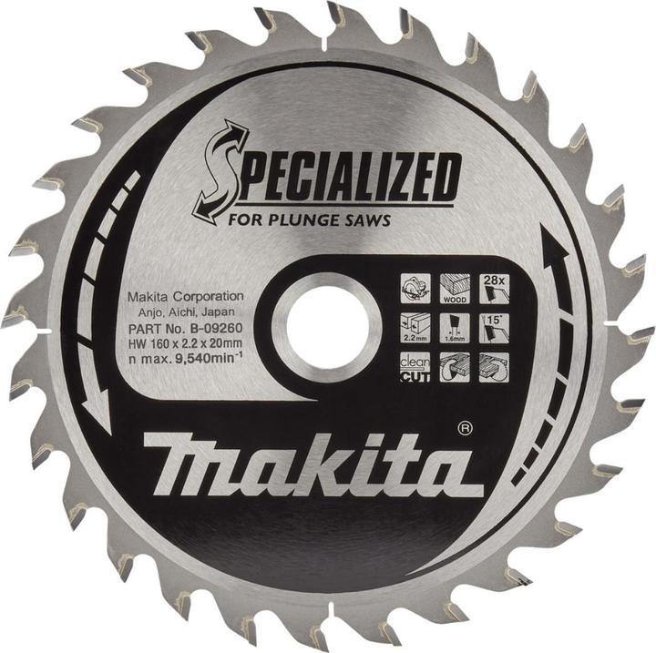Actual product image Makita B-09260 Circular saw blade for wood (plunge-cut saw)