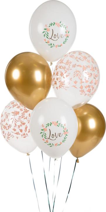 Produktbild Partydeco Luftballon Love Gold/Weiss, Ø 30 cm, 6 Stück (6 x)