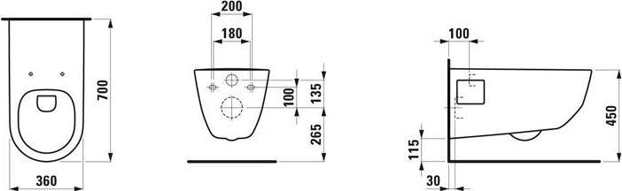 Image du produit Laufen WC suspendu PRO rinçage profond saillie 700mm blanc