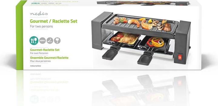 Actual product image Nedis Gourmet/Raclette Grill 2 Persons Spatula Non stick coating Rectangle