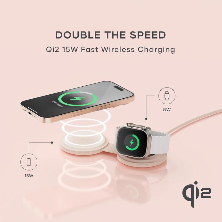 Produktbild Satechi OntheGo 2-in-1 Wireless Charger mit Qi2 (15 W)