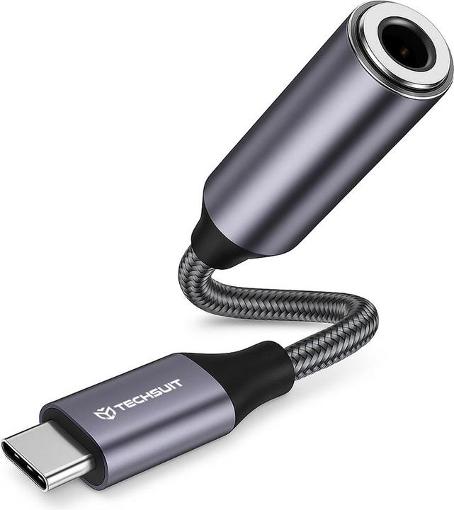 Techsuit - Premium Cable Adapter MusicDoX (AC8) - 3.5mm to Jack, Hi-Fi Sound, 3A, ABS, 0.1m - Gray (Kamera Konverter)