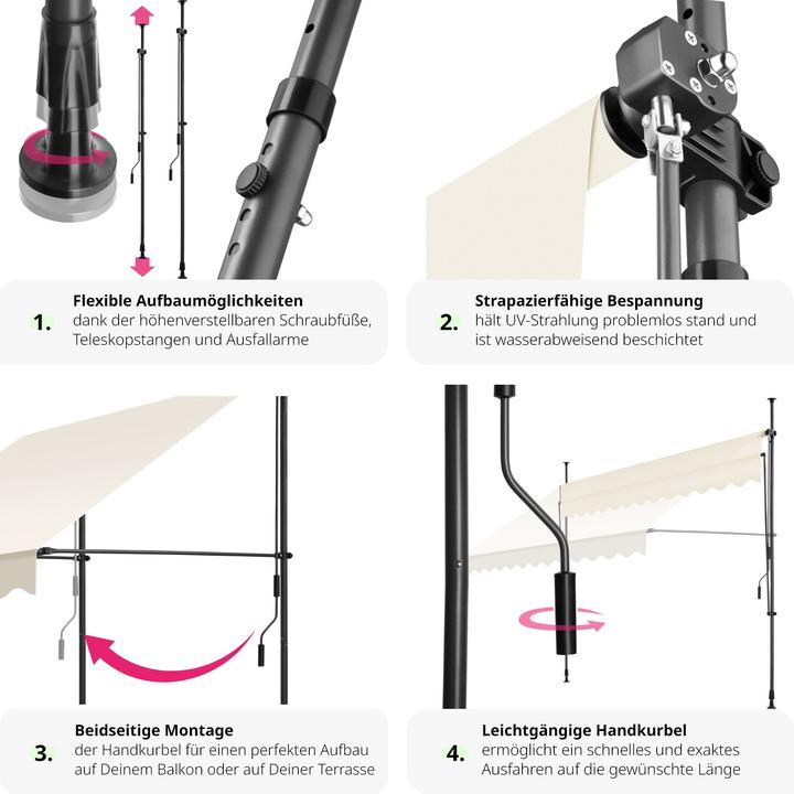 Produktbild tectake Klemmmarkise (3 m)