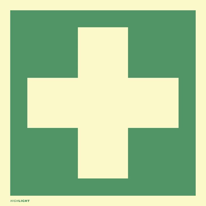 Produktbild Moravia Rettungszeichen Erste Hilfe Aluminium, 148x148 mm langnachleuchtend