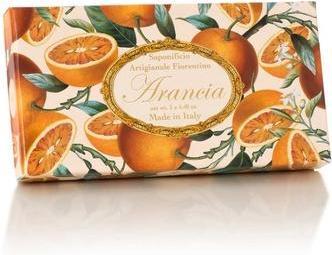 Actual product image Saponificio Artigianale Fiorentino Italian Fiorentino Orange Soap Rectangular 125g x 3 with Decorative Engraving (Soap lotion)