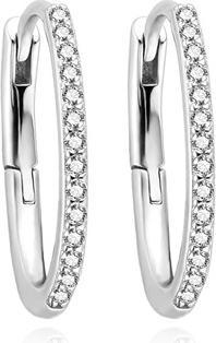 Agato Silver oval earrings with zircons AGUC3529/15