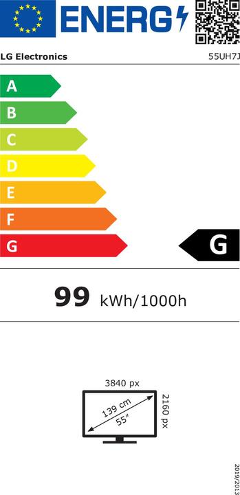 Label énergétique LG Écran public 55UH7J-H 55 (3840 x 2160 pixels, 55")