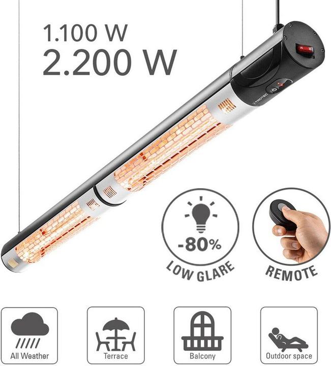 Actual product image Trotec Halogen infrared heater IR 2200, Name: IR 2200, Power (W): 2200, Heating space (m²): 9 (2200 W)
