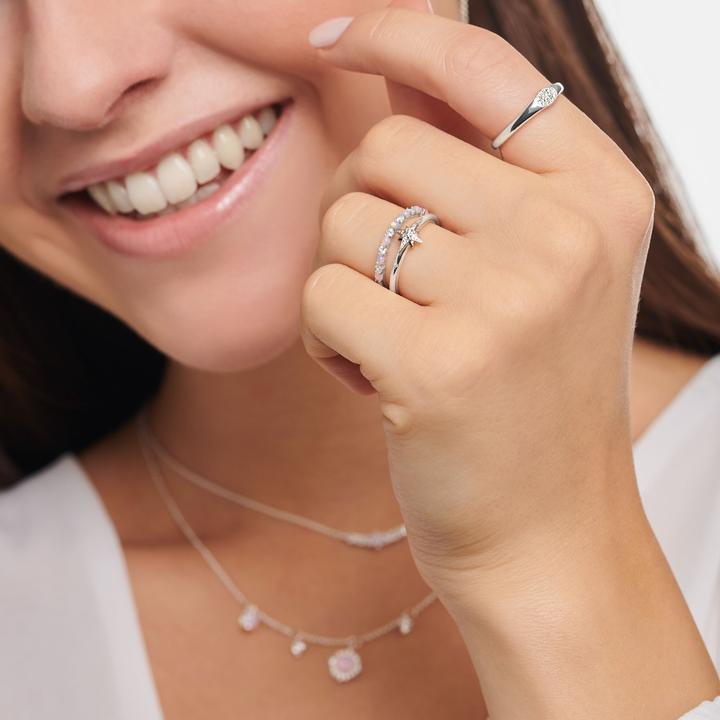 Immagine prodotto Thomas Sabo Anello con pietre rosa e bianche (52, 925 Argento)