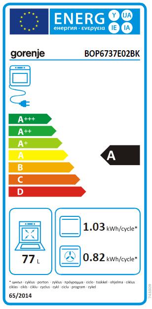 Energie-Label Gorenje BOP6737E02BK Backofen Pyrolyse - Reinigungsfunktion
