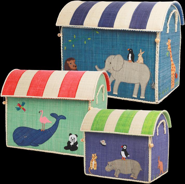 Actual product image Rice Large Set of 3 Toy Baskets - Animal Theme