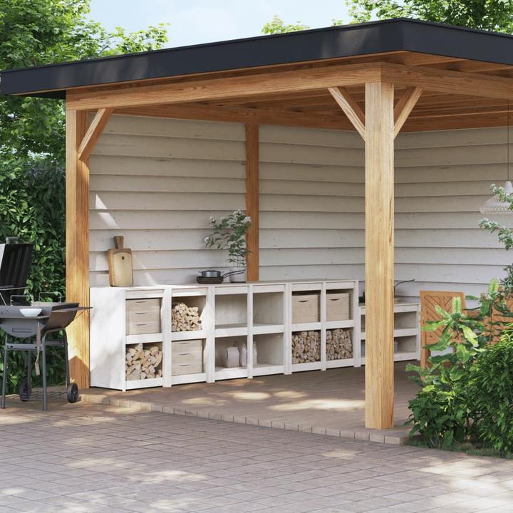 Produktbild VidaXL Outdoor-Küchenschränke 4 Stk. Weiss Massivholz
