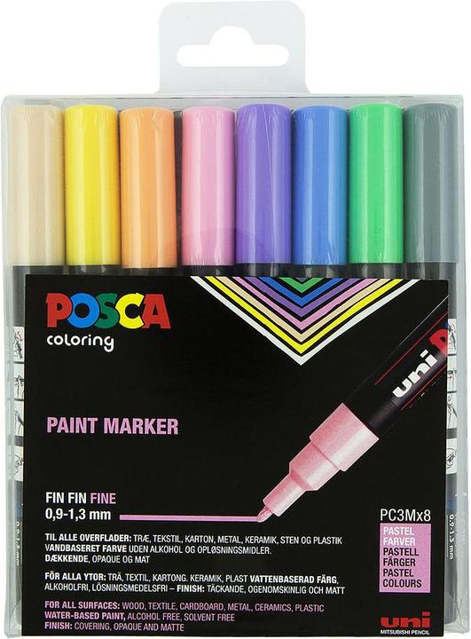 Immagine prodotto Posca Set di 8 marchi PC-3M (Pastello assortito, 1.30 mm, 8 x)