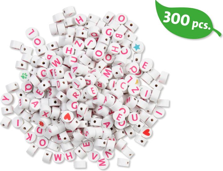 Produktbild Lena Holz-Buchstabenperlen, weiss/rosa, 300-tlg., Beutel