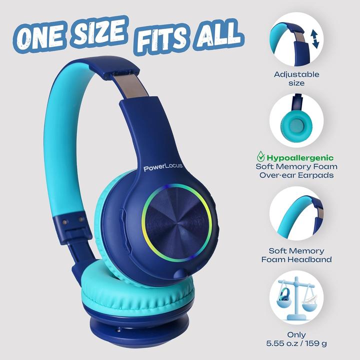 Produktbild PowerLocus PLED Bluetooth-Kinderkopfhörer blau