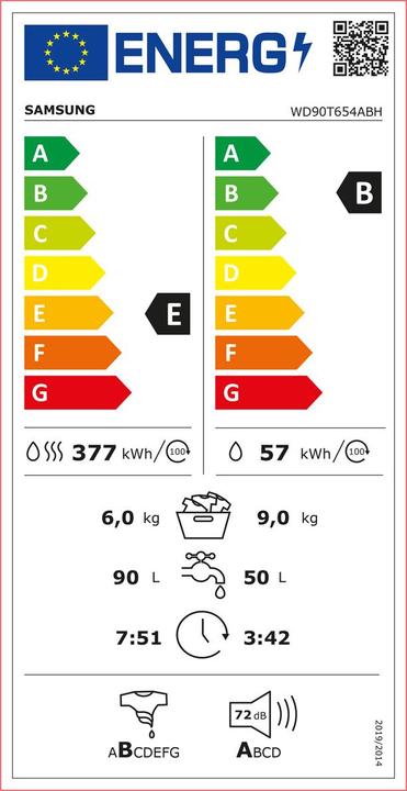 Energie-Label Samsung WD90T654ABH/S5