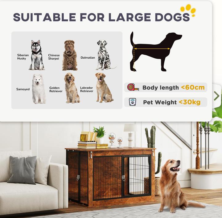 Actual product image PawHut Hundekäfig Spanplatte, Stahl Rustikal-Braun (Dog house)