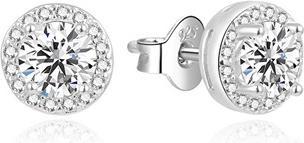 Beneto Beautiful silver earrings studs with zircons AGUP2303 (L)