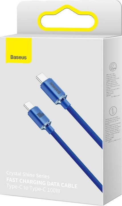 Productafbeelding Baseus Crystal Shine Series Snel Opladen Datakabel Type-C naar Type-C 100W 2m Blauw (2 m, USB 2.0, 100 W)