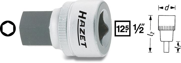 Produktbild HAZET Schraubendreher-Steckschlüsseleinsatz 985-5 ∙ Vierkant12,5 mm (1/2 Zoll) ∙ Innen Sechskant Pr… (5 mm)