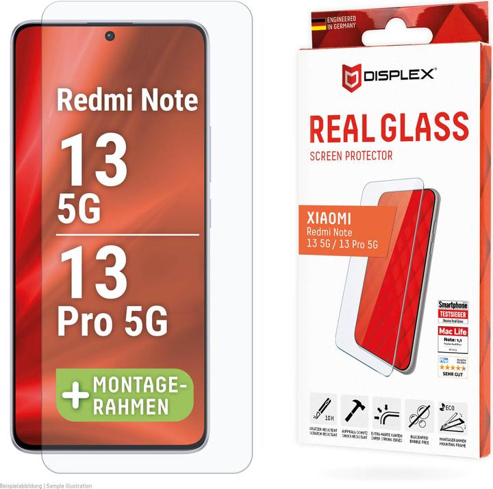 Displex Real Glass, 2D Panzerglas (1 Stück, Xiaomi Redmi Note 13 5G, Xiaomi Redmi Note 13 Pro 5G)
