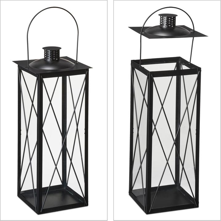 Actual product image Relaxdays 3pcs lantern set (20 x 20 x 49.5 cm, 3 x)