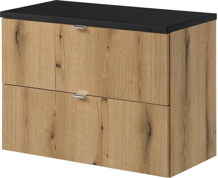 Produktbild En.Casa Waschbeckenunterschrank Newport 80x60x40cm Eichenoptik/Schwarz (57, 80)