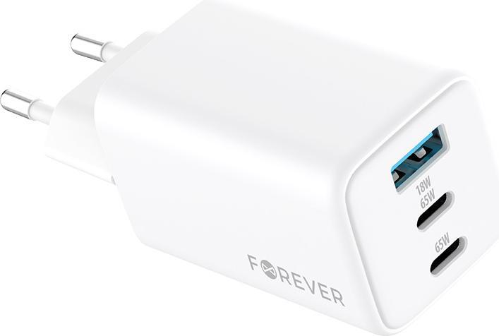 Actual product image Forever TC-08-65ACC GaN PD QC charger 2x USB-C 1x USB 65W white (65 W)