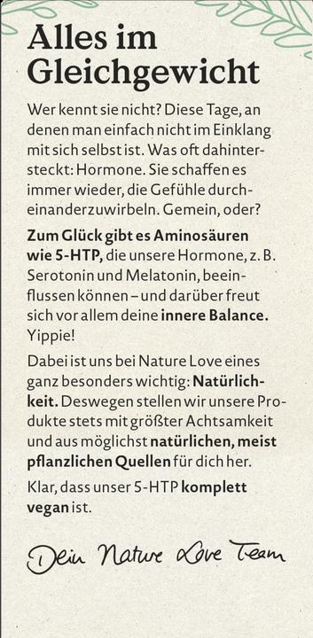 Nährwerte und Zutaten Nature Love 5-HTP aus Griffonia (56 g)