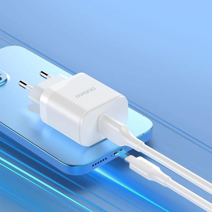 Produktbild Dudao A20EU USB-A 18W Wandladegerät – Weiss + USB-A – Lightning -Kabel (18 W)