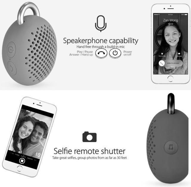 Actual product image Divoom Bluetune Bean 2 gen. Rubber shockproof, powerful 3 W DSP Bluetooth speaker with black microphone
