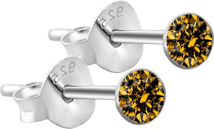 Star Piercing Ohrstecker rund aus 925 Sterlingsliber mit Kristall topaz (ohne Messing, 925 Sterlingsilber)