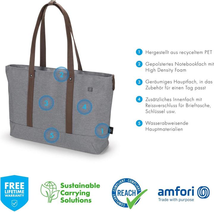 Produktbild Dicota Shopper Eco MOTION 13-14.1" light grey (14.10", Universal)