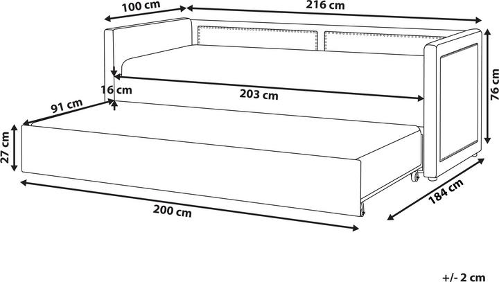 Actual product image Beliani Daybed pull-out corduroy pastel pink slatted frame 90 x 200 cm MIMIZAN (90 x 200 cm)
